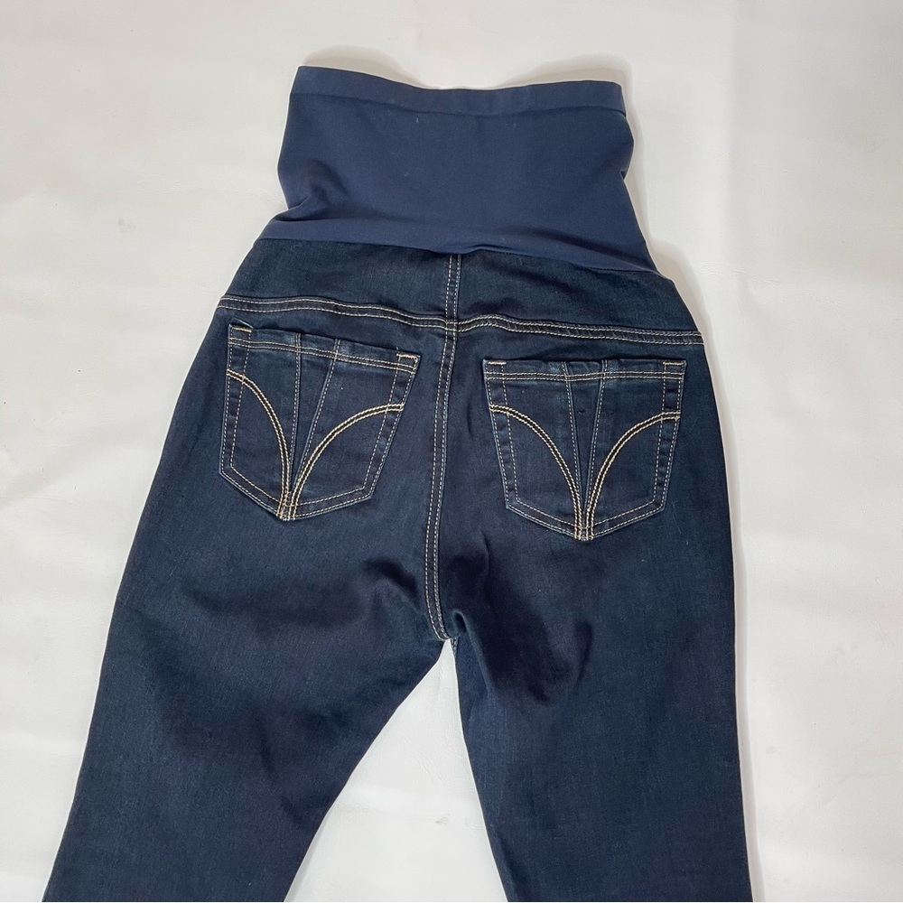 Indigo Blue Maternity Secret Fit Belly Jeans Size SP Skinny Leg Dark Wash Blue - Picture 8 of 14